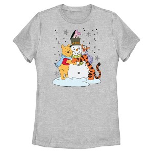 Womens Winnie the Pooh Snowman and Friends Hug T Shirt - 1 of 4