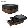 23.6" Multi-functional Square 360°Rotating Coffee Table with 2 Drawers, Swivel Tabletop and Storage, 4L-ModernLuxe - 3 of 4