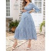 Maternity Dress Women's V-Neck Puff Sleeve Pleated Maternity Maxi Dress for Baby Shower or Casual Wear  lightgreenflower XL - 2 of 4
