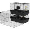 PawHut Small Animal Cage with Playpen, Multi-level Pet Habitat Indoor for Guinea Pigs Hedgehogs Bunnies with Accessories, 42" x 32.5" x 36" - 4 of 4