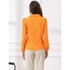 INSPIRE CHIC Women's Peter Pan Collar Bow Tie Neck Puff Long Sleeve Workwear Button Blouses - 4 of 4