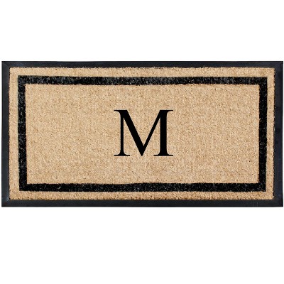 A1HC Natural Coir & Rubber Doormat for Outdoor Indoor Entrance, Long Lasting Easy to Clean Front Door Mat 24x48, Monogrammed