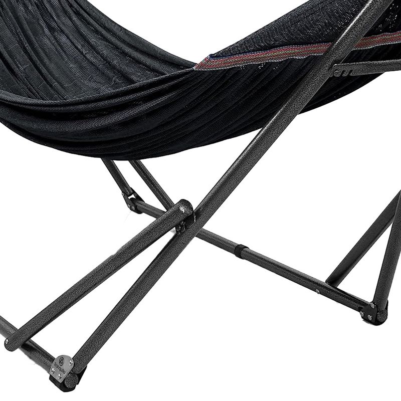 Tranquillo Universal 106.5 Inch Double Hammock Swing with Adjustable Powder-Coated Steel Stand and Carry Bag for Indoor or Outdoor Use, Black, 5 of 8