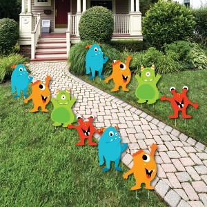 Big Dot of Happiness Monster Bash - Lawn Decorations - Outdoor Little Monster Birthday Party or Baby Shower Yard Decorations - 10 Piece - 1 of 4