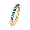 Ross-Simons 0.50 ct. t.w. London Blue Topaz and .20 ct. t.w. Sapphire Ring in 14kt Yellow Gold Size 9 - 3 of 4