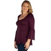 24seven Comfort Apparel Womens Long Bell Sleeve Flared Plus Size Tunic Top - image 2 of 4