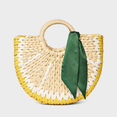 Straw Mini Lemon Tote Handbag - A New Day™