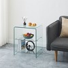 Lirago 2-Layer Tempered Glass Sofa Table-Transparent Multi-Purpose Side Table for Living Room Office & Outdoor 15.8"D* 19.72"L * 17.72"H - 3 of 4