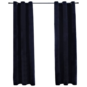 vidaXL Blackout Curtains with Rings 2 pcs Black 37"x63" Velvet - 1 of 1