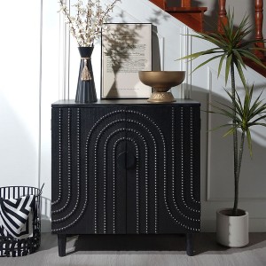 HDZNVF Modern Black Wood Storage Cabinet with Decorative Door - 1 of 4