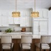 ALOADECOR 16 in. 6-Light Mid-Century Modern Drum Chandelier with Crystals in Matte Gold Adjustable Height for Dining Room - 4 of 4
