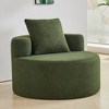 SYFERLORY Cozy Teddy Fabric Accent Chair - Round Living Room Chair with Decorative Pillow, 39" Wide Soft Seating - 2 of 4