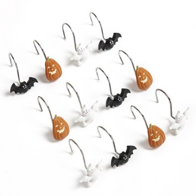 Lakeside Halloween Friends Bathroom Shower Curtain Hooks - Set of 12 Holders