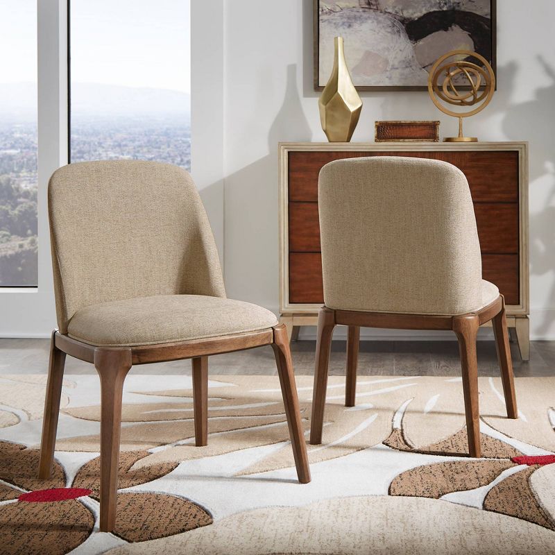 Set of 2 Kaiden Upholstered Side Chairs with Walnut Legs Brown - Inspire Q, 2 of 9