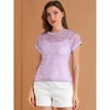 Allegra K Women's Curved Hem Sheer Short Sleeves Floral Lace Blouse - 3 of 4