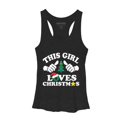 Women's Design By Humans This Girl Loves Christmas Thumbs White Text By personalized Racerback Tank Top