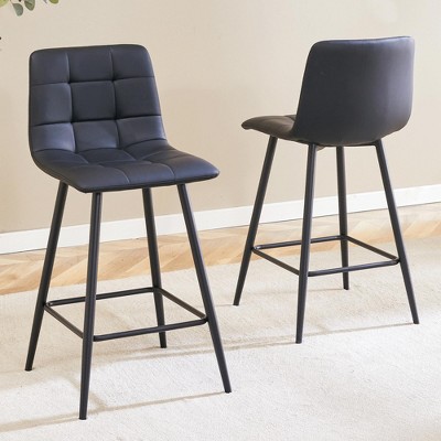 CAVINAS Swivel Barstools Set of 2, Upholstered Bar Stool with Footrest and Metal Legs, Counter Height Bar Chair for Bar, Kitchen, Dining Room