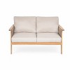 2-Piece Acacia Wood Rope Woven Patio Chat Set with Water-Resistant Cushions, Teak Finish for Garden Seating-Cuddlewood - 3 of 4