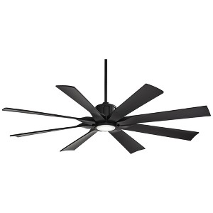 60" Possini Euro Design Defender Modern Indoor Outdoor Ceiling Fan with Dimmable LED Light Remote Control Matte Black Damp Rated for Patio Exterior - 1 of 4