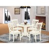HomeStock 5-Piece Round Buttermilk and Cherry Finish Solid Wood Top Dining table with 4-Chairs with Slat Back - 2 of 4