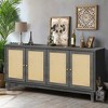 Rattan Sideboard Buffer Cabinet With 4 Rattan Doors Modern Storage Cupboard Console Table For Living Room Hallway Decor - 2 of 4