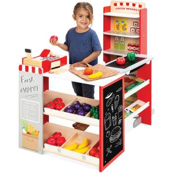 Best Choice Products Kids Pretend Play Grocery Store Wooden Supermarket Set w/ Chalkboard, Cash Register