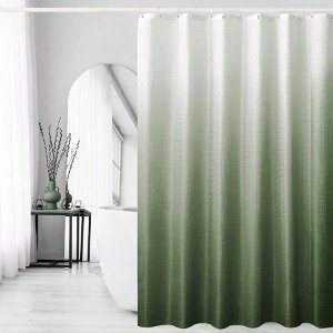 Sage Green Ombre Shower Curtain, Waffle Weave Textured, 72x72, Water Repellent, Machine Washable with Hooks - 1 of 4