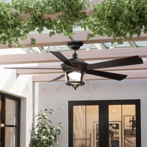 Urban Ambiance Luxury Modern Farmhouse Indoor or Outdoor Ceiling Fan,  19.5"H x 52"W,  Black Iron, UHP9181 - 1 of 4