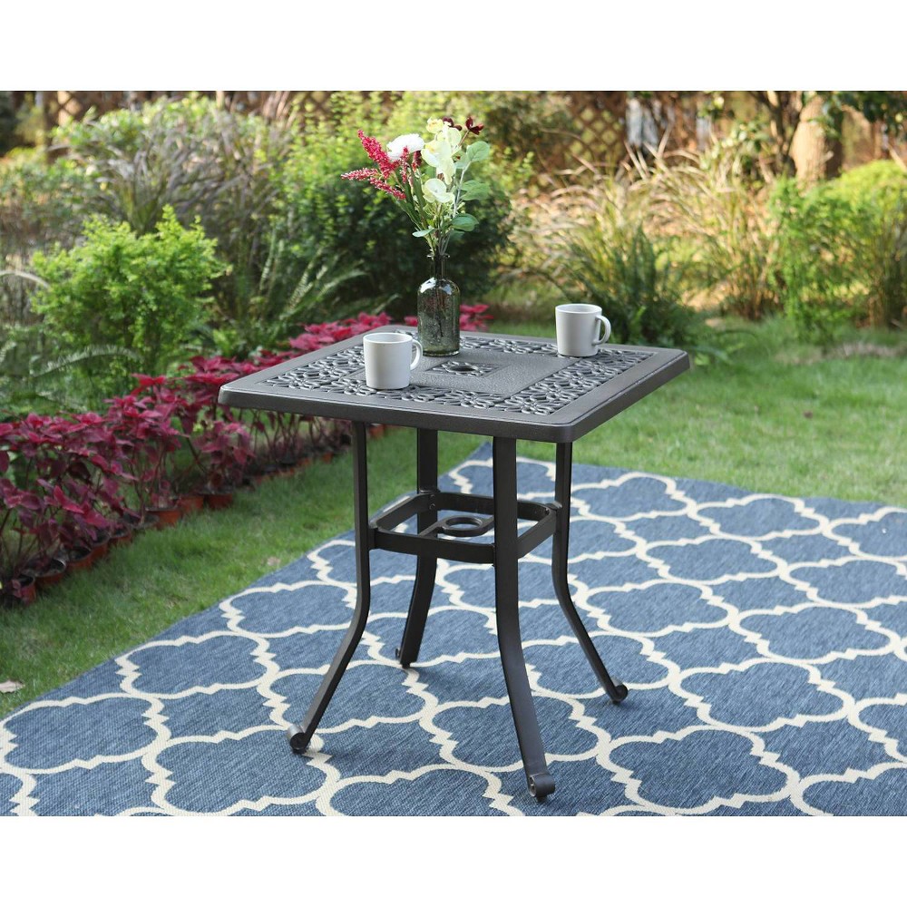 Photos - Garden Furniture Outdoor Cast Aluminum Table with 1.97" Umbrella Hole - Brown - Captiva Des