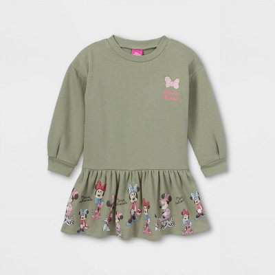 Toddler Girls' Minnie Mouse Fleece Dress - Saga Green 18M