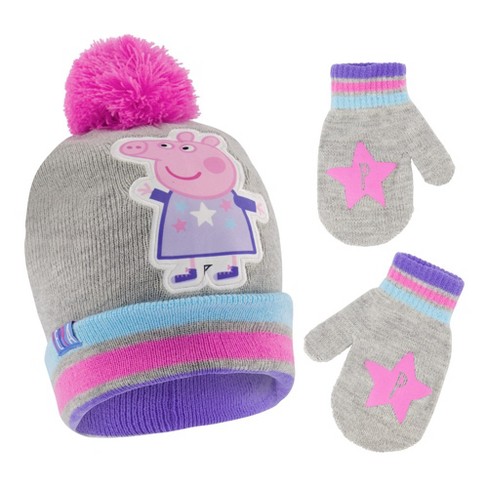 Peppa Pig Girls' Winter Hat and Mittens Set, Toddlers Age 2-4 (Gray/Pink) - image 1 of 2