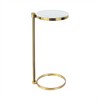 C Shaped Martini Drink Round Table with Black or Gold Metal Base, Carrara Marble top - 3 of 4
