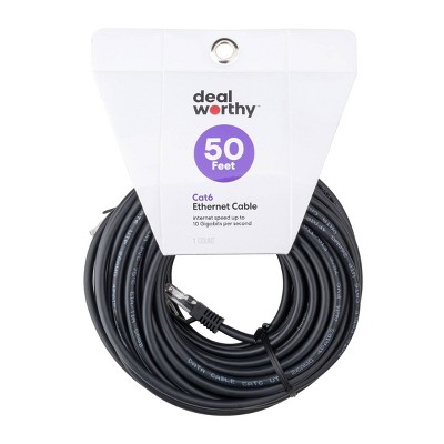 Cat 6 Ethernet Cable - dealworth Black: 1.25 Gbps RJ-45 Male-to-Male