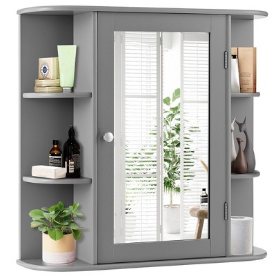 Costway Multipurpose Wall Surface Bathroom Storage Medicine Cabinet Mirror Gray/White/Black/Brown