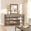 52" Console Table, Entryway Table with 3 Storage Drawers, 3 Tier Industrial Metal Sofa Table - 3 of 4