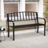 Tangkula 50 Inches Garden Bench w/ Slatted Backrest & Curved Armrests for Porch - 2 of 4