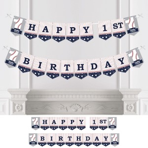 Big Dot of Happiness 1st Birthday Batter Up - Baseball - First Birthday Party Bunting Banner - Party Decorations - Happy 1st Birthday - 1 of 4