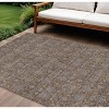 Chocolate And Gray Floral Washable Indoor Outdoor Area Rug - 2 of 4