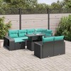vidaXL 11 Piece Patio Sofa Set with Cushions Black Poly Rattan - 2 of 4