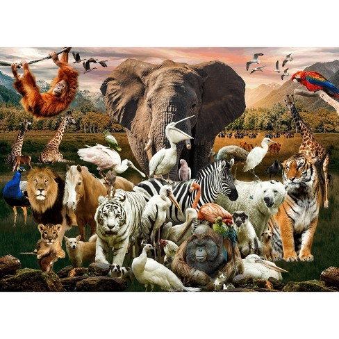 Jigsaw Puzzles for Adults Kids, 1000 Pieces Animal World Puzzles with  Poster, Grown up Puzzles Educational Games Toys Gift 