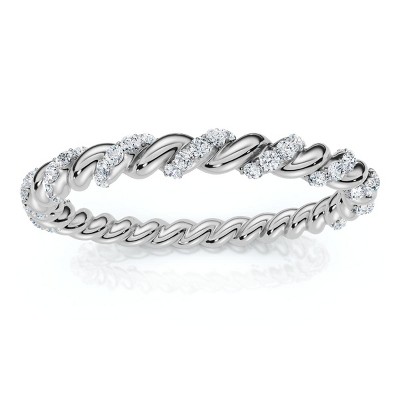 Pompeii3 14K White 1/8 CTW Lab Created Diamond Pavé Twisted Womens Wedding Ring