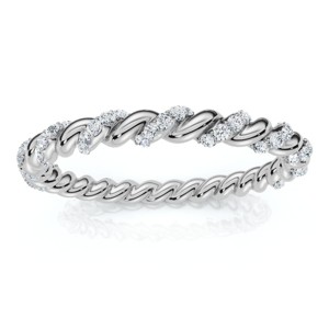 Pompeii3 14K White 1/8 CTW Lab Created Diamond Pavé Twisted Womens Wedding Ring - 1 of 4