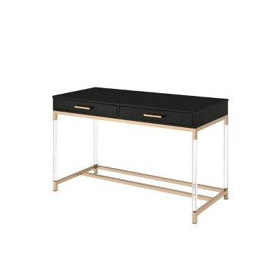 Adiel Built-In USB Port Writing Desk Black/Gold - Acme Furniture