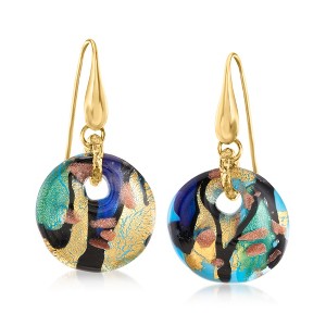 Ross-Simons Italian Multicolored Murano Glass Drop Earrings in 18kt Gold Over Sterling - 1 of 3