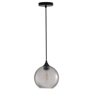 Modern Grey Pendant Light, Single Hanging Fixture with Spiral Texture for Dining Room or Entry - 1 of 4