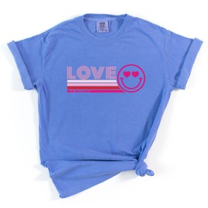 S.W.Smiley Love Retro Heart Eyes - Women's Garment Dyed Graphic T-Shirt - 1 of 4