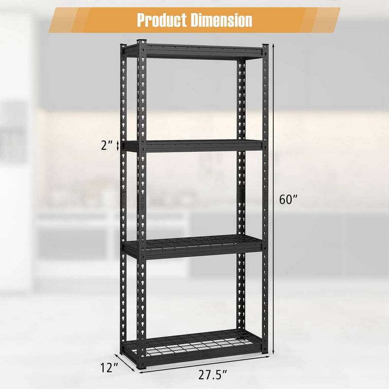 Costway 1/2/3/4 PCS 4-Tier Metal Shelving Unit Heavy Duty Wire Storage Rack with Anti-slip Foot Pads Black, 3 of 11