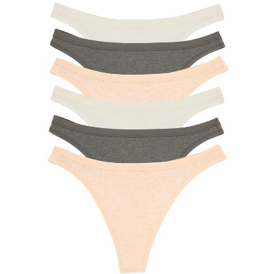 Felina Women's Organic Cotton Thong Underwear, 6-pack (pale Orchid, Small)  : Target