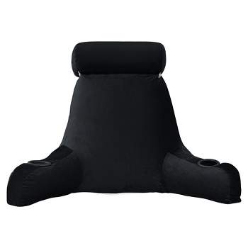 Large Oversized Reading and Bed Rest Pillow with Cup Holders and detachable neck roll by Sweet Home Collection™