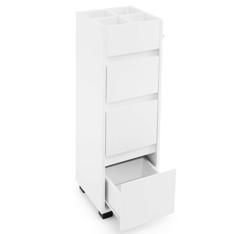 Costway Bathroom Floor Cabinet with 3 Drawers 4 Compartments 2-Side Available Towel Shelf White, 1 of 11